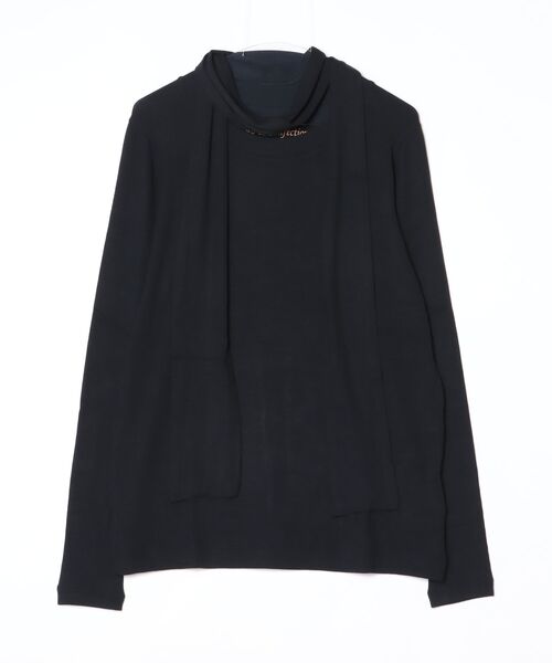 ROBES&CONFECTIONS（ローブスコンフェクションズ）の「Robes&Confections/ローブス&コンフェクションズ/レーヨンウールペアテレコストール付クルーネック（Tシャツ/カットソー・レディース・グレー/レッド/ブラック・3/2）」の2枚目の写真