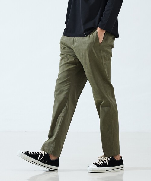 ABAHOUSE(アバハウス)の「ハイストレッチリネン ノータック イージーパンツ(その他パンツ・メンズ・カーキ/ブラック/ネイビー・44/48/50/46)」の1枚目の写真