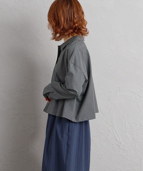 mizuiroind（ミズイロインド）の「[mizuiro ind/ミズイロインド] レギュラーカラー ワイドシルエットシャツ（シャツ/ブラウス・レディース・チャコールグレー/ブラック・F）」の14枚目の写真