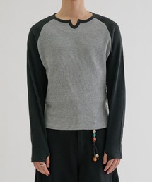 EPNK（イーピーエヌケー）の「Cotton-Thermal Raglan Split-Neck / サーマルラグランキーネックT（Tシャツ/カットソー）」