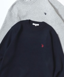 U.S. POLO ASSN./ユーエスポロアッスン ミドルゲージニット ロゴ ワンポイント刺繍 クルーネック セーター/レディース メンズ