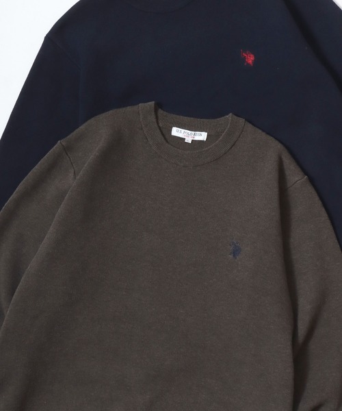U.S. POLO ASSN.(ユーエスポロアッスン)の「U.S. POLO ASSN./ユーエスポロアッスン ミドルゲージニット ロゴ ワンポイント刺繍 クルーネック セーター/レディース メンズ(ニット/セーター・メンズ・ネイビー/ブラック/グレー/モカ/アイボリー・M/L/LL)」の4枚目の写真