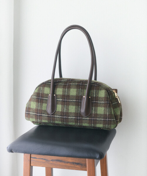 Firsthand(ファーストハンド)の「Firsthand/ファーストハンド チェックパターン ワイドボストンバッグ【限定展開】(ボストンバッグ・レディース・ブルー/グリーン/キャメル・ONE SIZE)」の9枚目の写真