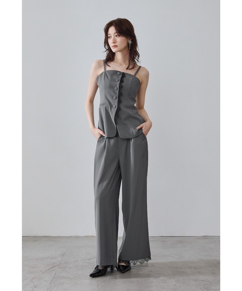 レースペプラムセットアップドレス 2点セット セパレート パンツドレス