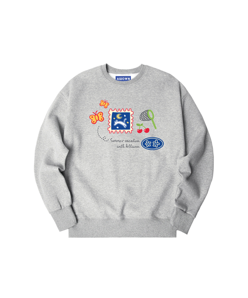 ALLIOWN（オールイオン）の「A/L サマー バケーション オーバーサイズ 裏起毛 スウェット (GOM4-6AL034)（スウェット・メンズ・ブラック/ホワイト/ネイビー/ライトグレー/チャコールグレー/アイボリー・MEDIUM/LARGE/X-LARGE）」の4枚目の写真