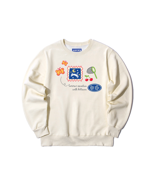 ALLIOWN（オールイオン）の「A/L サマー バケーション オーバーサイズ 裏起毛 スウェット (GOM4-6AL034)（スウェット・メンズ・ブラック/ホワイト/ネイビー/ライトグレー/チャコールグレー/アイボリー・MEDIUM/LARGE/X-LARGE）」の3枚目の写真