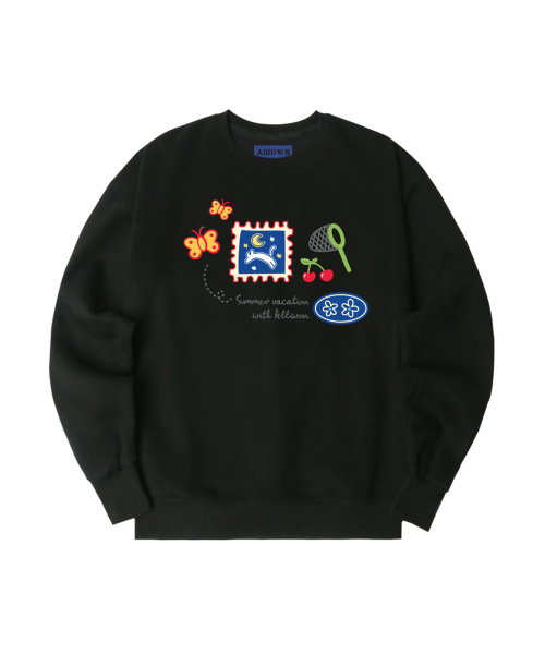 ALLIOWN（オールイオン）の「A/L サマー バケーション オーバーサイズ 裏起毛 スウェット (GOM4-6AL034)（スウェット・メンズ・ブラック/ホワイト/ネイビー/ライトグレー/チャコールグレー/アイボリー・MEDIUM/LARGE/X-LARGE）」の7枚目の写真