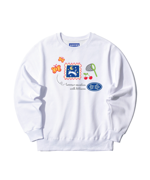 ALLIOWN（オールイオン）の「A/L サマー バケーション オーバーサイズ 裏起毛 スウェット (GOM4-6AL034)（スウェット・メンズ・ブラック/ホワイト/ネイビー/ライトグレー/チャコールグレー/アイボリー・MEDIUM/LARGE/X-LARGE）」の8枚目の写真