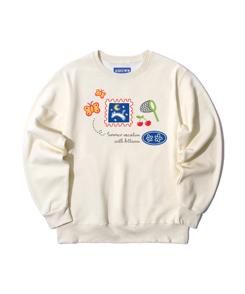ALLIOWN（オールイオン）の「A/L サマー バケーション オーバーサイズ 裏起毛 スウェット (GOM4-6AL034)（スウェット・メンズ・ブラック/ホワイト/ネイビー/ライトグレー/チャコールグレー/アイボリー・MEDIUM/LARGE/X-LARGE）」の11枚目の写真