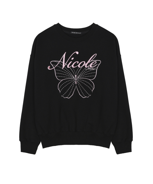 NICK&NICOLE(ニックアンドニコール)の「NICOLE バタフライ スウェットシャツ_ブラック×ピンク(スウェット・レディース・ブラック・FREE)」の4枚目の写真