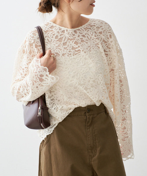 Spick & Span(スピックアンドスパン)の「《セットアップ可》brushed lace ブラウス(シャツ/ブラウス・レディース・アイボリー/ブラック・FREE)」の2枚目の写真