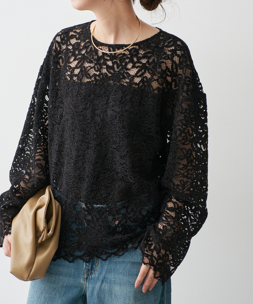 Spick & Span(スピックアンドスパン)の「《セットアップ可》brushed lace ブラウス(シャツ/ブラウス・レディース・アイボリー/ブラック・FREE)」の1枚目の写真
