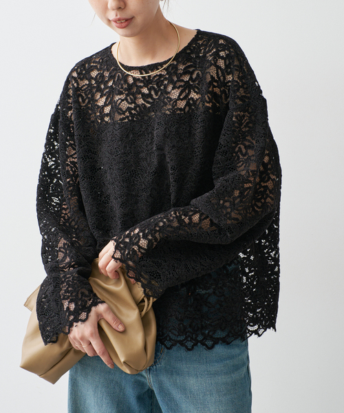 Spick & Span(スピックアンドスパン)の「《セットアップ可》brushed lace ブラウス(シャツ/ブラウス・レディース・アイボリー/ブラック・FREE)」の10枚目の写真