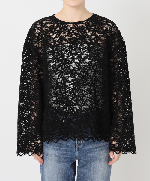 Spick & Span(スピックアンドスパン)の「《セットアップ可》brushed lace ブラウス(シャツ/ブラウス・レディース・アイボリー/ブラック・FREE)」の3枚目の写真