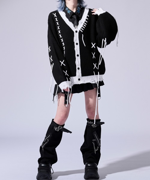 Ellno Loset(エルノロゼット)の「【無味コラボ】ステッチダメージカーディガン(カーディガン/ボレロ・メンズ・オフホワイト/ブラック・LARGE/MEDIUM/SMALL)」の13枚目の写真