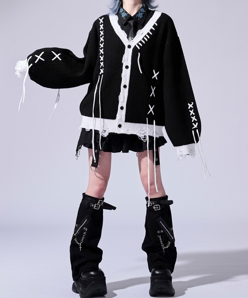 Ellno Loset(エルノロゼット)の「【無味コラボ】ステッチダメージカーディガン(カーディガン/ボレロ・メンズ・オフホワイト/ブラック・LARGE/MEDIUM/SMALL)」の14枚目の写真