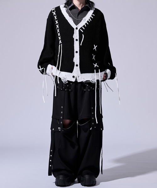 Ellno Loset(エルノロゼット)の「【無味コラボ】ステッチダメージカーディガン(カーディガン/ボレロ・メンズ・オフホワイト/ブラック・LARGE/MEDIUM/SMALL)」の22枚目の写真