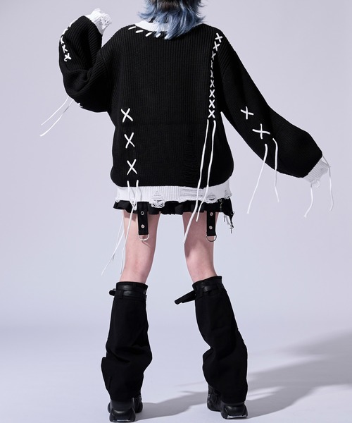 Ellno Loset(エルノロゼット)の「【無味コラボ】ステッチダメージカーディガン(カーディガン/ボレロ・メンズ・オフホワイト/ブラック・LARGE/MEDIUM/SMALL)」の17枚目の写真