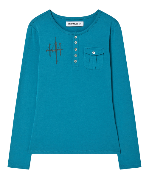 PRENDA(プレンダ)の「ポケットヘンリーネック長袖 アクアブルー(Tシャツ/カットソー・レディース・その他・FREE)」の6枚目の写真
