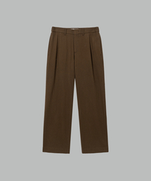ウールフランネル ルーズフィットパンツ_BROWN
