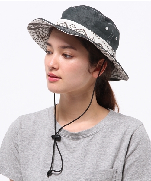 チャイハネ（チャイハネ）の「【チャイハネ】リバーシブル サファリハット（ハット・レディース・グリーン/レッド/ブルー/ベージュ/ブラック・FREE）」の2枚目の写真