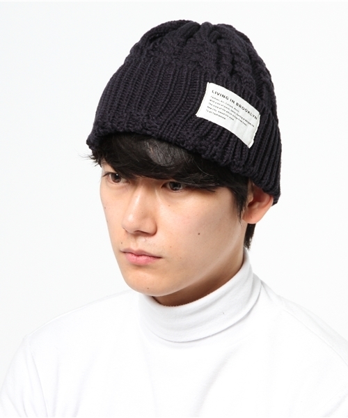 VENCEEXCHANGE（ヴァンスエクスチェンジ）の「ケーブルニットワッチ                     （ニットキャップ/ビーニー・メンズ・ブラック/ネイビー/ホワイト/ワインレッド・FREE）」の3枚目の写真