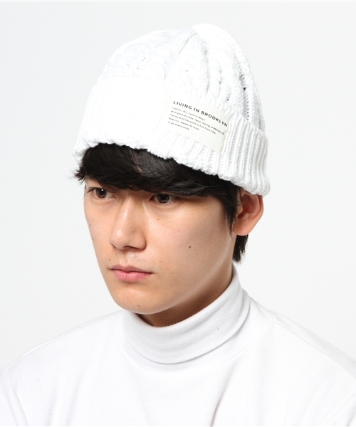 VENCEEXCHANGE（ヴァンスエクスチェンジ）の「ケーブルニットワッチ                     （ニットキャップ/ビーニー・メンズ・ブラック/ネイビー/ホワイト/ワインレッド・FREE）」の2枚目の写真