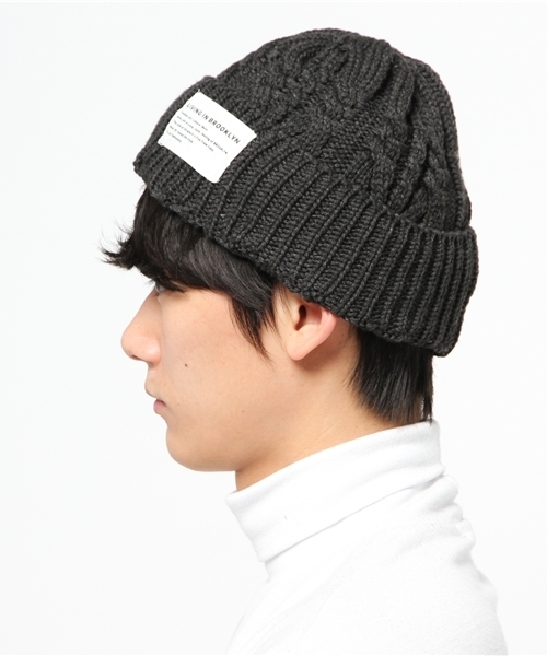 VENCEEXCHANGE（ヴァンスエクスチェンジ）の「ケーブルニットワッチ                     （ニットキャップ/ビーニー・メンズ・ブラック/ネイビー/ホワイト/ワインレッド・FREE）」の5枚目の写真
