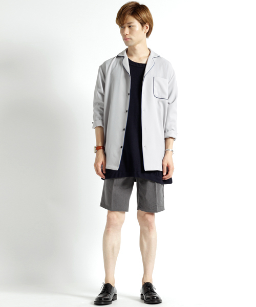 MONO-MART(モノマート)の「ビッグシルエットラインケーブル編みニット cotton100%(quarter sleeve)(ニット/セーター・メンズ・ベージュ/ライトグレー/ダークネイビー/オフホワイト・FREE)」の8枚目の写真