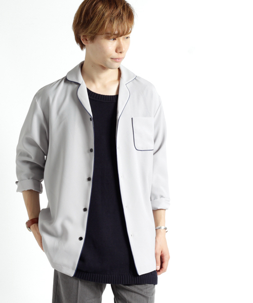 MONO-MART(モノマート)の「ビッグシルエットラインケーブル編みニット cotton100%(quarter sleeve)(ニット/セーター・メンズ・ベージュ/ライトグレー/ダークネイビー/オフホワイト・FREE)」の19枚目の写真