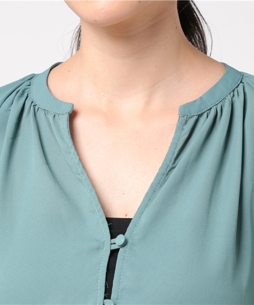 MERLOT（メルロー）の「フレアスリーブフロントボタンブラウス0049（シャツ/ブラウス・レディース・ブル－グレ－/ブラック/ブラウン/ホワイト/ベージュ・FREE）」の13枚目の写真