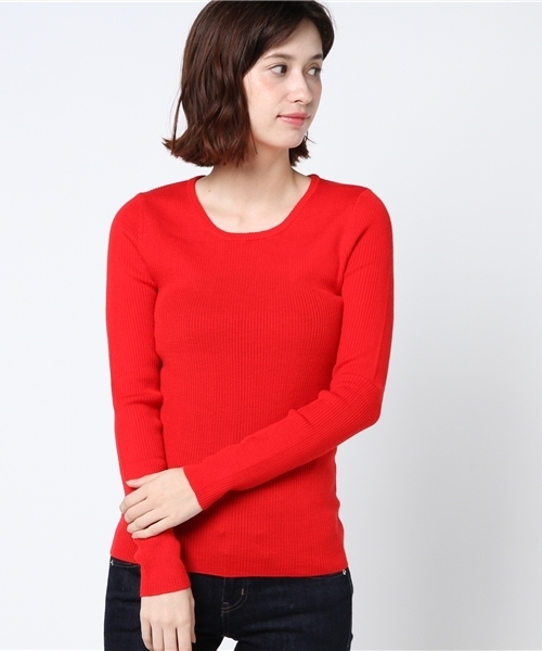 NATURAL BEAUTY BASIC(ナチュラルビューティーベーシック)の「【VERY 10月号掲載】100%ウールリブラウンドネックニット(ニット/セーター・レディース・ブラック/オフホワイト/レッド/グレー/ホワイト系その他・MEDIUM)」の18枚目の写真