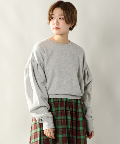 notch.（ノッチ）の「デザインスリーブスエットトップス            （スウェット・レディース・グレー/ブラック/オレンジ・M）」の3枚目の写真