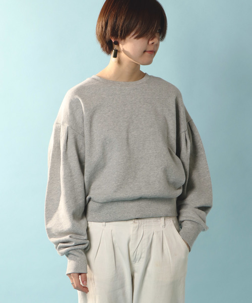 notch.（ノッチ）の「デザインスリーブスエットトップス            （スウェット・レディース・グレー/ブラック/オレンジ・M）」の12枚目の写真