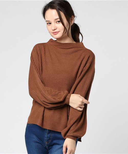 KOBE LETTUCE（コウベレタス）の「ゆったりシルエでふんわりフェミニンstyle！選べる[ハイネック/Vネック]バルーン袖コンシャス☆リブニットトップス/レディースセーター/長袖[C2780]神戸レタス（ニット/セーター・レディース・ホワイト系その他/ブラック系その他/グレー系その他/ブラウン系その他/グリーン系その他/ブルー系その他/イエロー系その他/ピンク系その他/レッド系その他/ホワイト系その他2/ブラック系その他2/グレー系その他2/ブラウン系その他2/グリーン系その他2/ブルー系その他2/イエロー系その他2/ピンク系その他2/レッド系その他2/レッド系その他4/レッド系その他3/ブルー系その他3/パープル系その他/イエロー系その他4/ブルー系その他4/イエロー系その他3/パープル系その他2/グレー系その他3/グレー系その他4・FREE）」の10枚目の写真