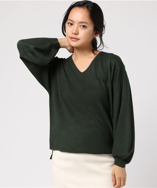 KOBE LETTUCE（コウベレタス）の「ゆったりシルエでふんわりフェミニンstyle！選べる[ハイネック/Vネック]バルーン袖コンシャス☆リブニットトップス/レディースセーター/長袖[C2780]神戸レタス（ニット/セーター・レディース・ホワイト系その他/ブラック系その他/グレー系その他/ブラウン系その他/グリーン系その他/ブルー系その他/イエロー系その他/ピンク系その他/レッド系その他/ホワイト系その他2/ブラック系その他2/グレー系その他2/ブラウン系その他2/グリーン系その他2/ブルー系その他2/イエロー系その他2/ピンク系その他2/レッド系その他2/レッド系その他4/レッド系その他3/ブルー系その他3/パープル系その他/イエロー系その他4/ブルー系その他4/イエロー系その他3/パープル系その他2/グレー系その他3/グレー系その他4・FREE）」の13枚目の写真