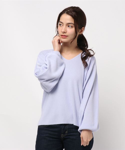 KOBE LETTUCE（コウベレタス）の「ゆったりシルエでふんわりフェミニンstyle！選べる[ハイネック/Vネック]バルーン袖コンシャス☆リブニットトップス/レディースセーター/長袖[C2780]神戸レタス（ニット/セーター・レディース・ホワイト系その他/ブラック系その他/グレー系その他/ブラウン系その他/グリーン系その他/ブルー系その他/イエロー系その他/ピンク系その他/レッド系その他/ホワイト系その他2/ブラック系その他2/グレー系その他2/ブラウン系その他2/グリーン系その他2/ブルー系その他2/イエロー系その他2/ピンク系その他2/レッド系その他2/レッド系その他4/レッド系その他3/ブルー系その他3/パープル系その他/イエロー系その他4/ブルー系その他4/イエロー系その他3/パープル系その他2/グレー系その他3/グレー系その他4・FREE）」の16枚目の写真