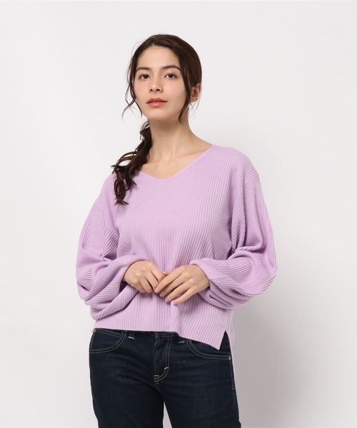 KOBE LETTUCE（コウベレタス）の「ゆったりシルエでふんわりフェミニンstyle！選べる[ハイネック/Vネック]バルーン袖コンシャス☆リブニットトップス/レディースセーター/長袖[C2780]神戸レタス（ニット/セーター・レディース・ホワイト系その他/ブラック系その他/グレー系その他/ブラウン系その他/グリーン系その他/ブルー系その他/イエロー系その他/ピンク系その他/レッド系その他/ホワイト系その他2/ブラック系その他2/グレー系その他2/ブラウン系その他2/グリーン系その他2/ブルー系その他2/イエロー系その他2/ピンク系その他2/レッド系その他2/レッド系その他4/レッド系その他3/ブルー系その他3/パープル系その他/イエロー系その他4/ブルー系その他4/イエロー系その他3/パープル系その他2/グレー系その他3/グレー系その他4・FREE）」の18枚目の写真