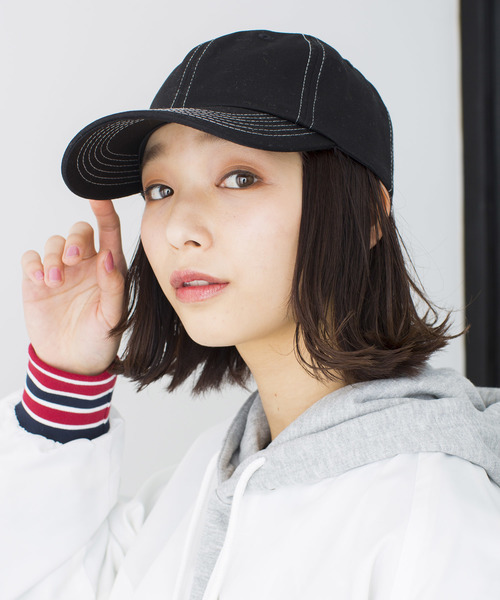 WEGO（ウィゴー）の「DISPARK/ステッチワークキャップ（キャップ・レディース・キャメル/カーキ/ブラック・FREE）」の2枚目の写真