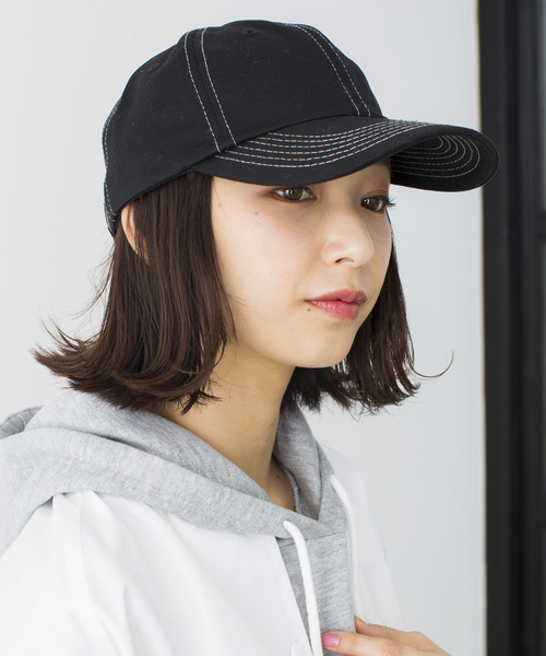 WEGO（ウィゴー）の「DISPARK/ステッチワークキャップ（キャップ・レディース・キャメル/カーキ/ブラック・FREE）」の5枚目の写真