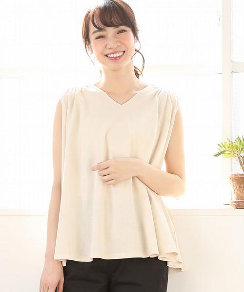 coen（コーエン）の「ナシジギャザーノースリーブカットソー（Tシャツ/カットソー・レディース・ダークグリーン/ピンク/ナチュラル/ネイビー・FREE）」の2枚目の写真