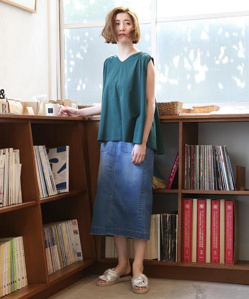 coen（コーエン）の「ナシジギャザーノースリーブカットソー（Tシャツ/カットソー・レディース・ダークグリーン/ピンク/ナチュラル/ネイビー・FREE）」の11枚目の写真