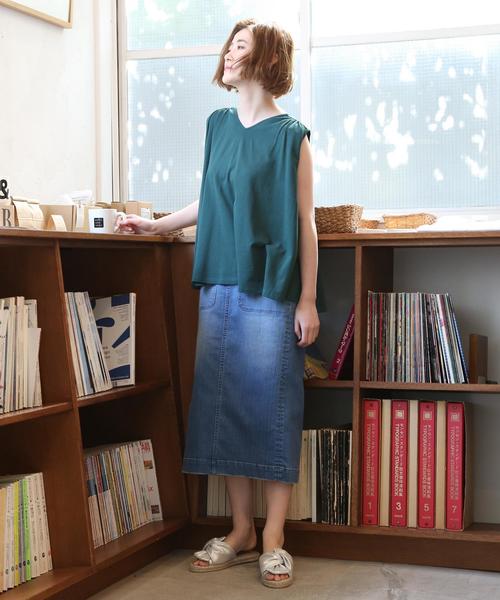 coen（コーエン）の「ナシジギャザーノースリーブカットソー（Tシャツ/カットソー・レディース・ダークグリーン/ピンク/ナチュラル/ネイビー・FREE）」の10枚目の写真