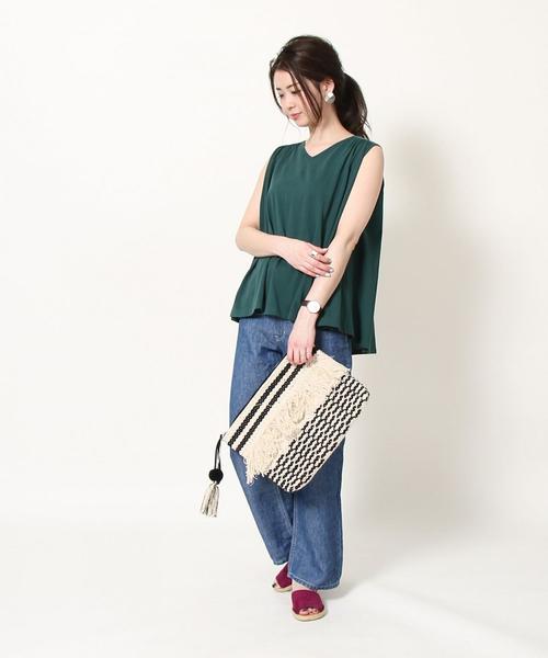 coen（コーエン）の「ナシジギャザーノースリーブカットソー（Tシャツ/カットソー・レディース・ダークグリーン/ピンク/ナチュラル/ネイビー・FREE）」の9枚目の写真