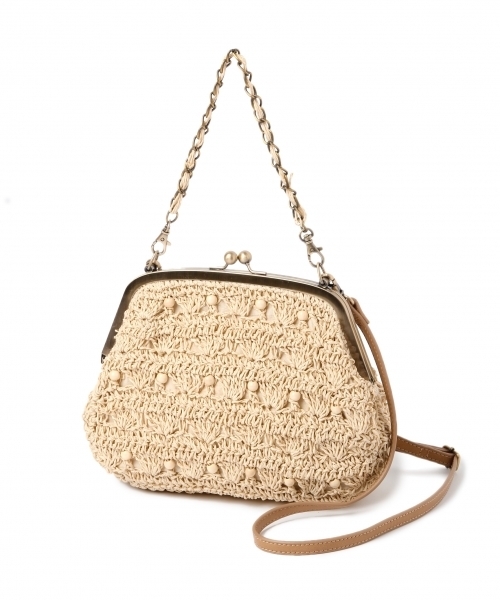 studio CLIP（スタディオクリップ）の「ペーパー×ビーズ2WAYがま口バッグ（ショルダーバッグ・レディース・ナチュラル/パープル/キャメル・FREE）」の4枚目の写真