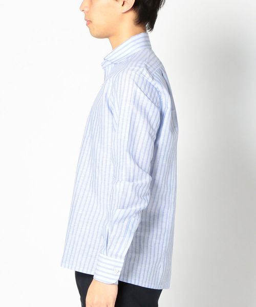 SHIPS(シップス)の「SD: イタリア製 コットン/リネン カプリシャツ(ブルー)(シャツ/ブラウス・メンズ・ライトブルー・SMALL/MEDIUM)」の3枚目の写真