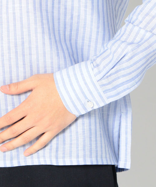 SHIPS(シップス)の「SD: イタリア製 コットン/リネン カプリシャツ(ブルー)(シャツ/ブラウス・メンズ・ライトブルー・SMALL/MEDIUM)」の6枚目の写真