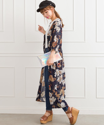 SpRay | ５分袖花柄ガウン(カーディガン/ボレロ)