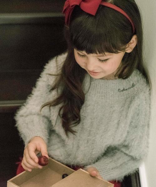 Catherine Cottage(キャサリンコテージ)の「ケーブル編み シャギーニット(ニット/セーター・キッズ・ホワイト/ネイビー/グレー/サックスブルー/ライラック・110/120/130/140/150/160)」の4枚目の写真