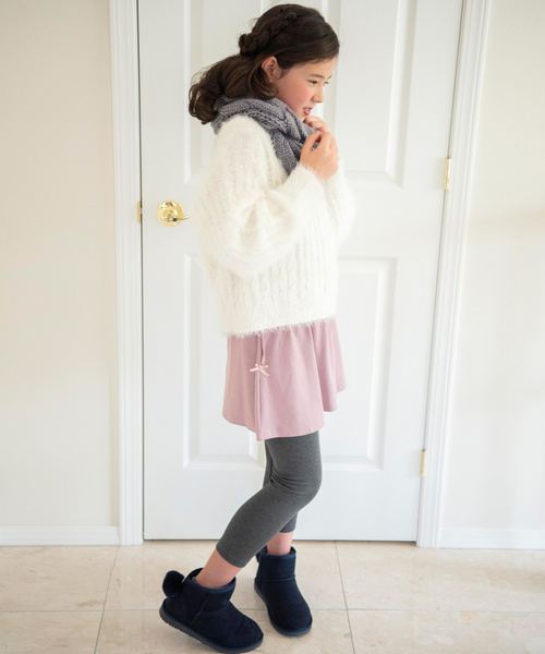 Catherine Cottage(キャサリンコテージ)の「ケーブル編み シャギーニット(ニット/セーター・キッズ・ホワイト/ネイビー/グレー/サックスブルー/ライラック・110/120/130/140/150/160)」の7枚目の写真